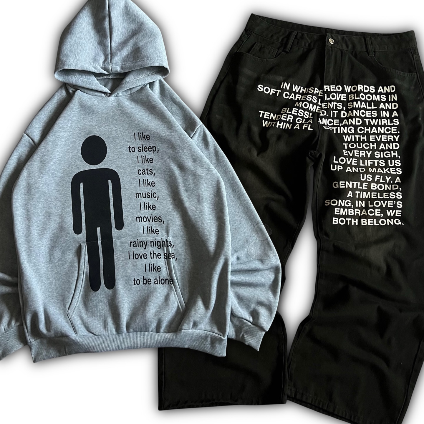 Women'S Fashion Hoodie - Jeans à motif lettres américain Y2K,