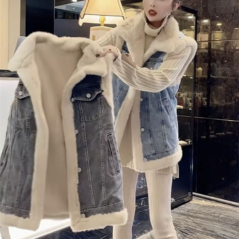 Women'S Fashion Gilet - Gilet polaire femme sans manches Denim