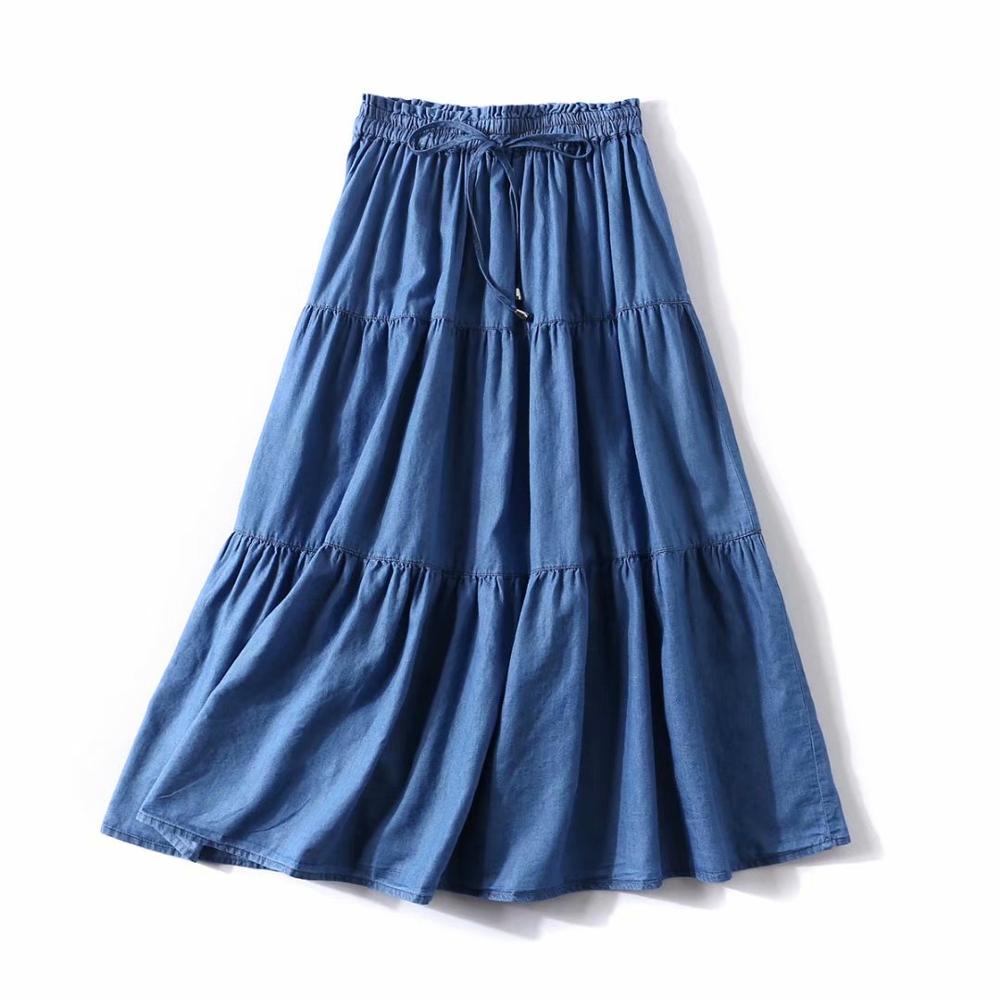 Pleated Skirt Women - Jupes plissées en Denim à volants