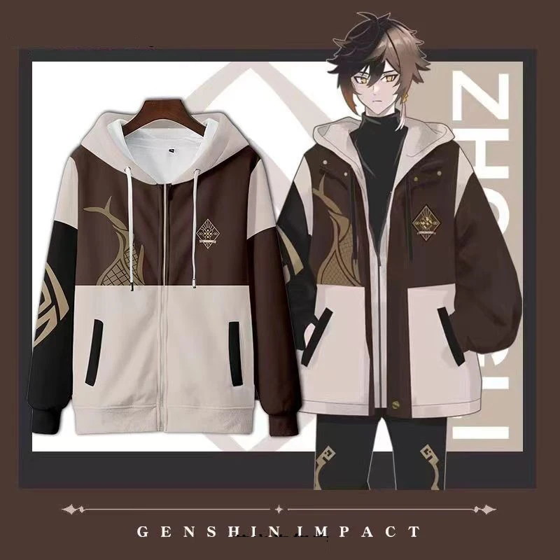 Women'S Fashion Zip Hoodie - Genshin Impact Zhongmovies 3D Print Zip