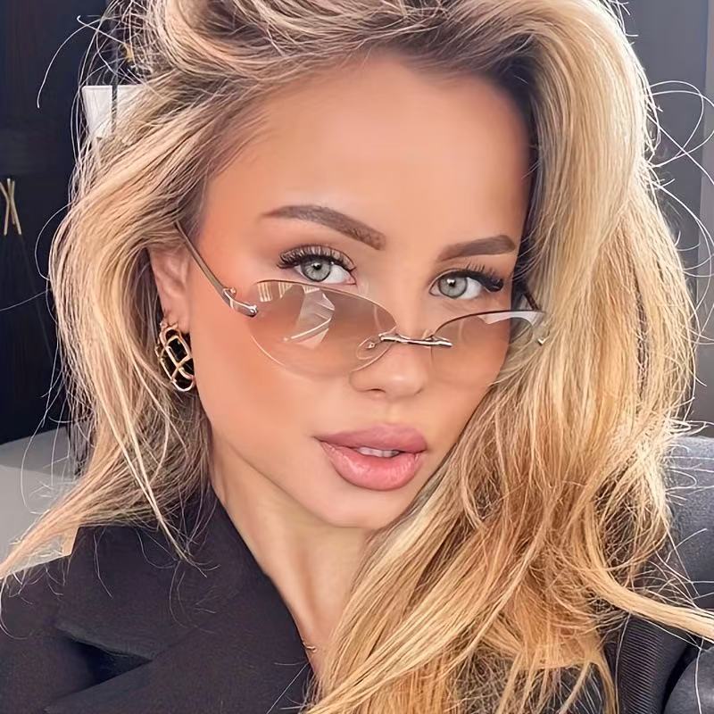 Women'S Fashion Eyeglass Frames - Lunettes de soleil ovales sans monture