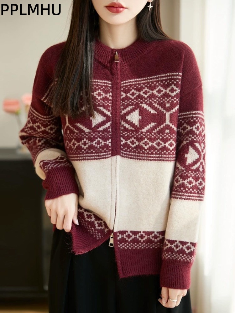Women'S Fashion Gilet - Nouveau Gilet en Tricot Jacquard Vintage