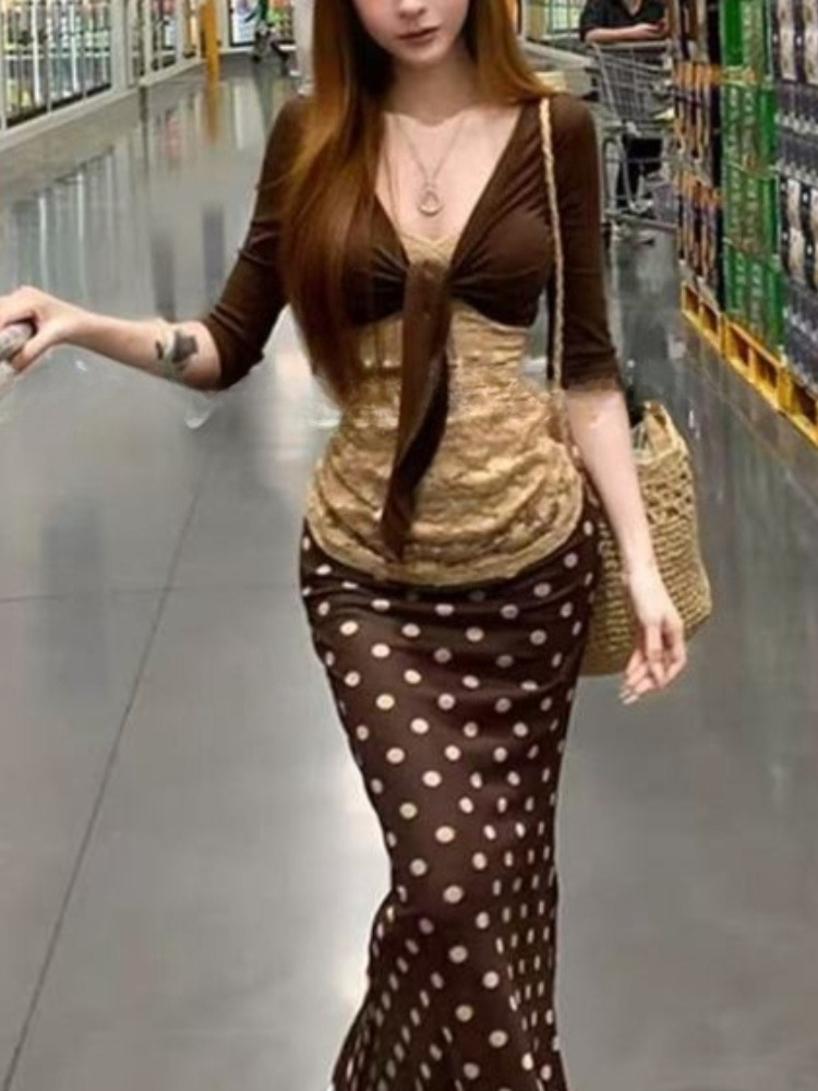 V Neck Cami Top - Ensemble 3 pièces vintage japonais pour