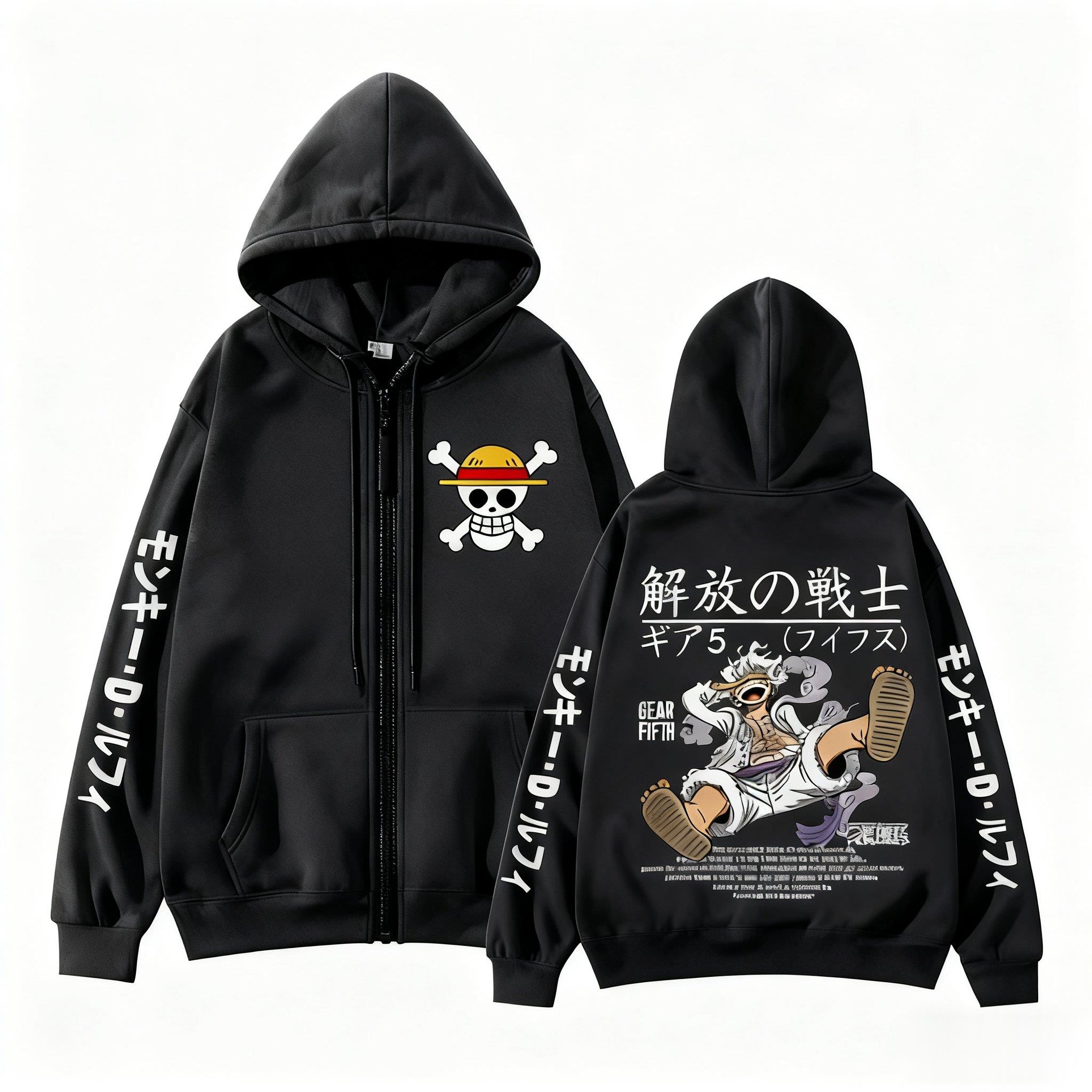 Women'S Fashion Zip Hoodie - Monkey D Luffy Gear 5 une