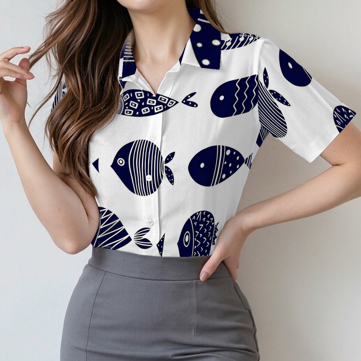 Women Fashion Fun - Chemise d'été à manches courtes pour