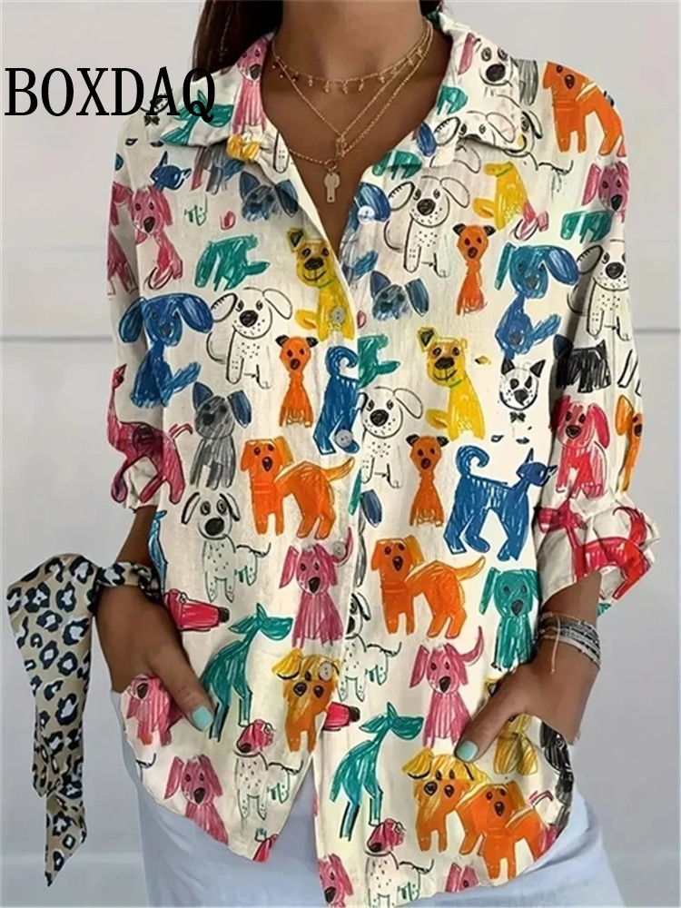 Women Fashion Fun - Nouvelles femmes printemps chemise amusant chiot