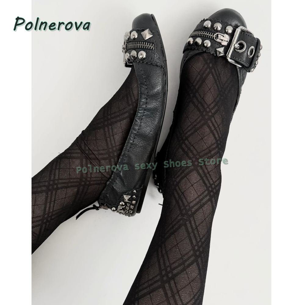 Women'S Fashion Footwear - Chaussures Mary Jane à boucle rivetée,