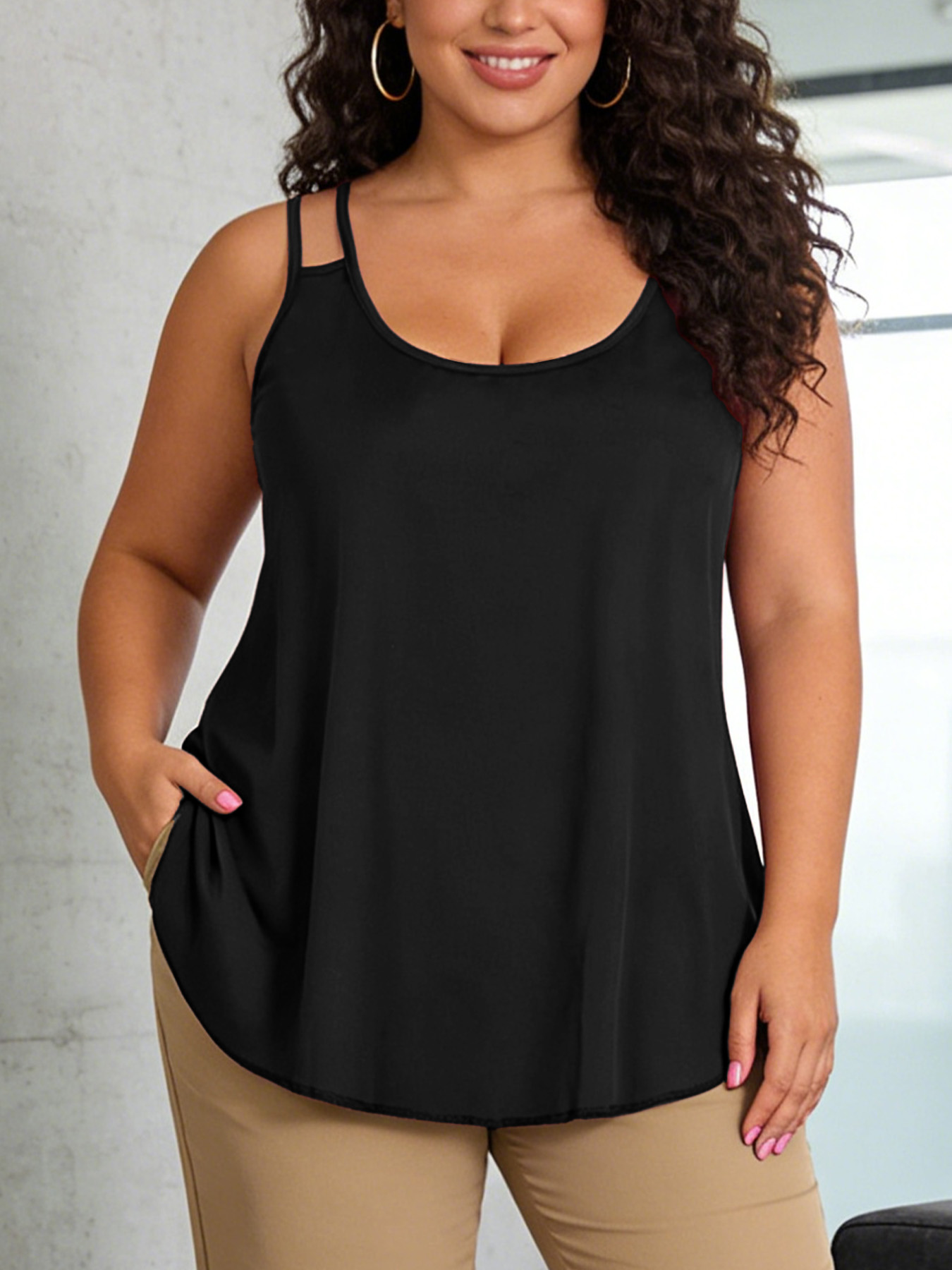 V Neck Cami Top - Débardeur Cami Grande Taille pour Femme,