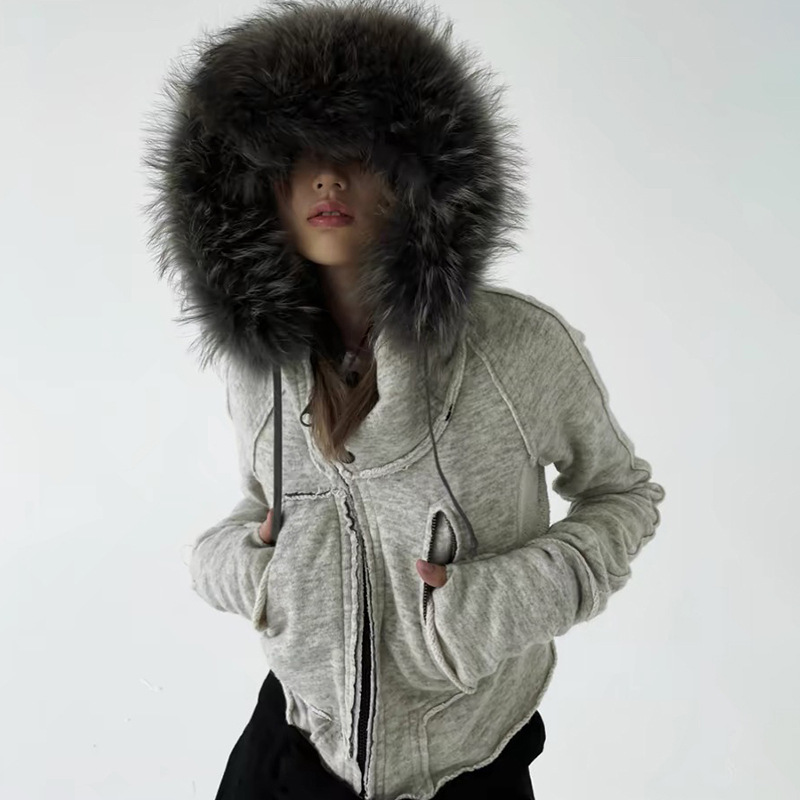 Women'S Fashion Zip Hoodie - Sweats à capuche zippés vintage pour