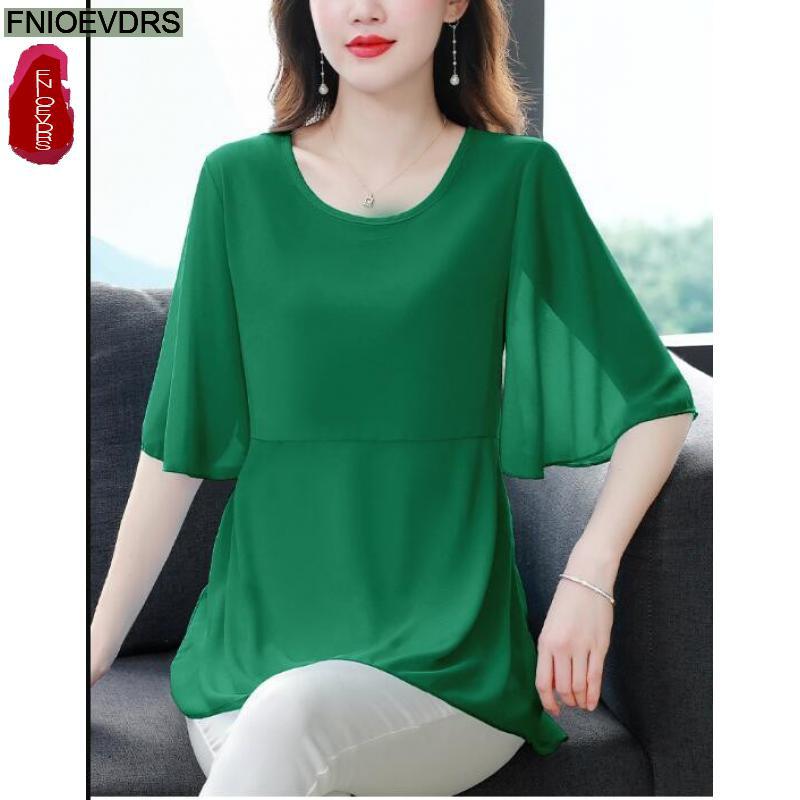 Wrap Blouse Chiffon - M-4XL adt vêtements femmes été manches