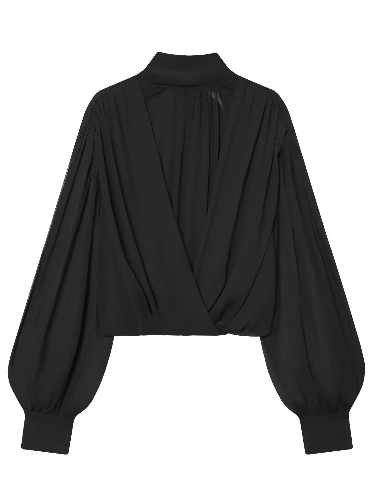 Chemisier Noir Transparent en  - Wrap Blouse Chiffon avis et prix
