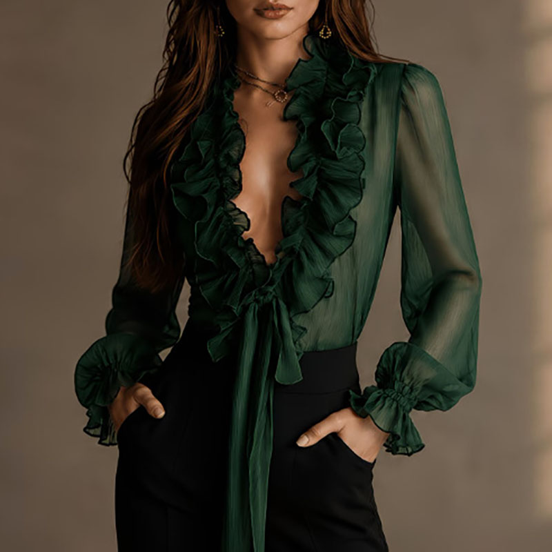 Chemisier élégant pour femme,  - Wrap Blouse Chiffon avis et prix
