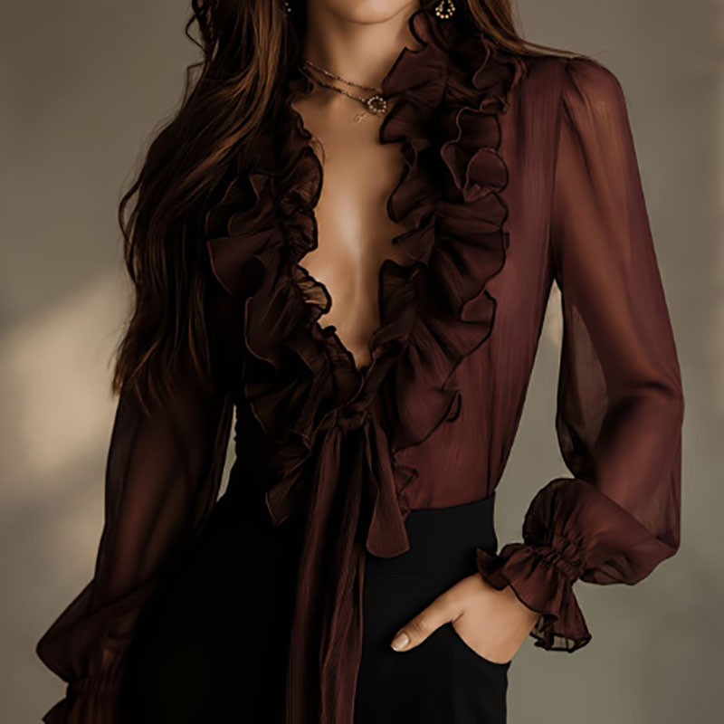 Chemisier élégant pour femme,  - Wrap Blouse Chiffon avis et prix