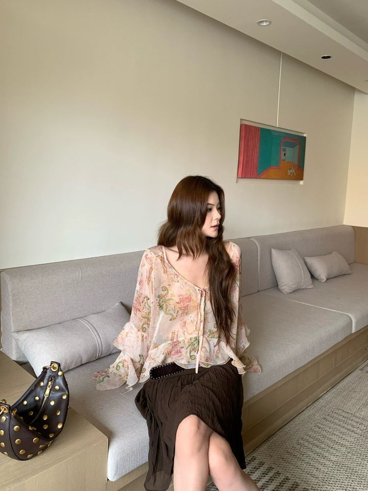 Chemisier en mousseline imprim - Wrap Blouse Chiffon avis et prix