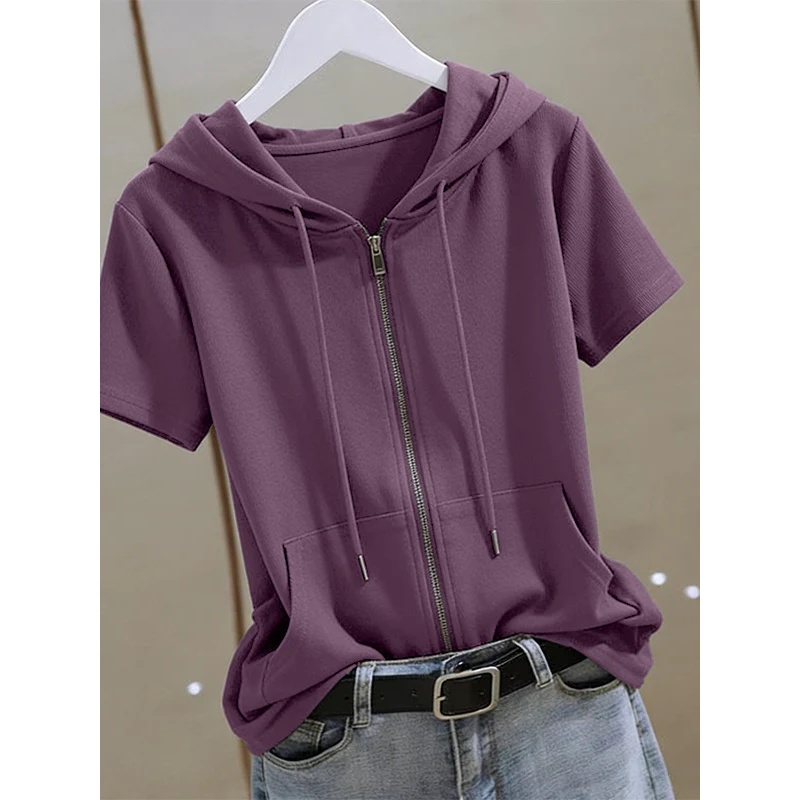 Sweat à capuche d'été à manche - Women'S Fashion Zip Hoodie avis et prix