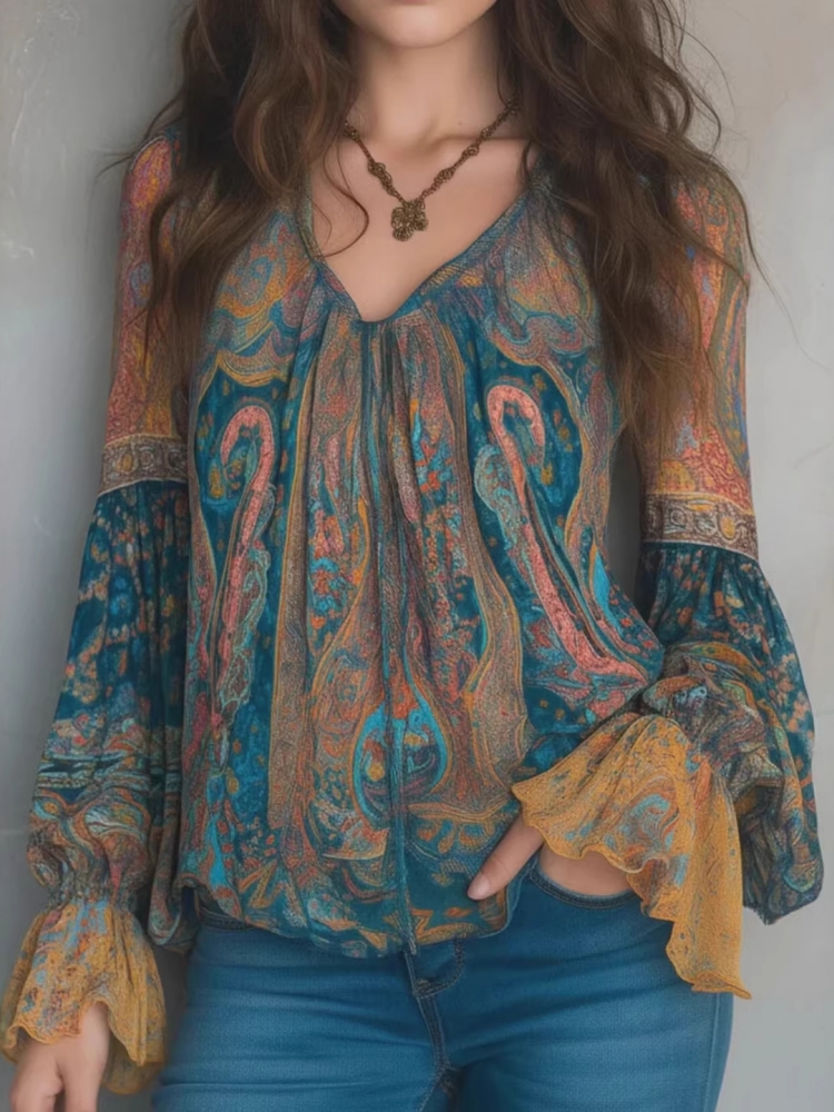 Chemisiers ethniques vintage b - Wrap Blouse Chiffon avis et prix