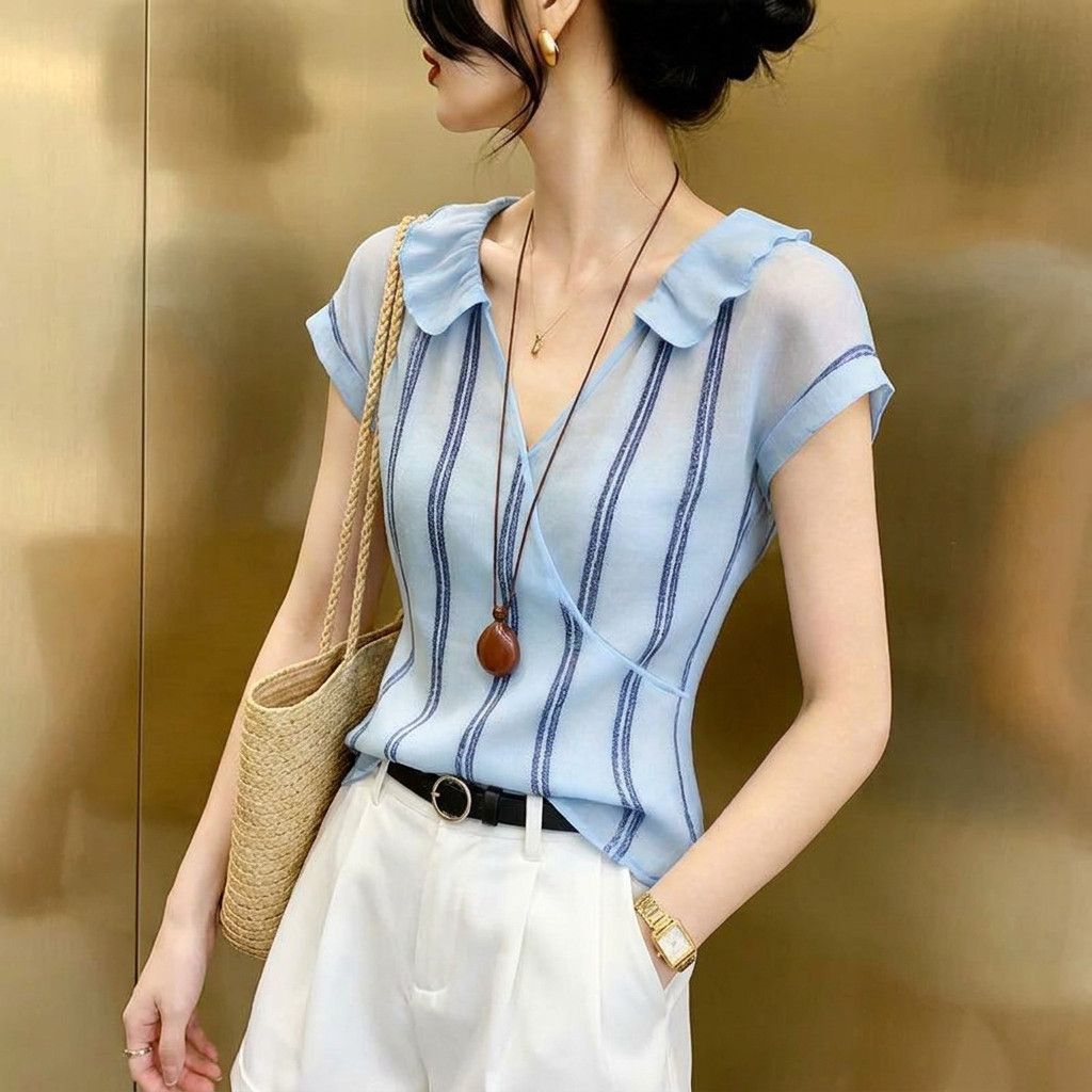 Chemisier élégant d'été pour f - Wrap Blouse Chiffon avis et prix