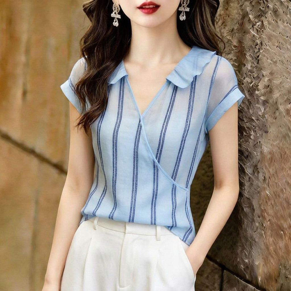 Chemisier élégant d'été pour f - Wrap Blouse Chiffon avis et prix