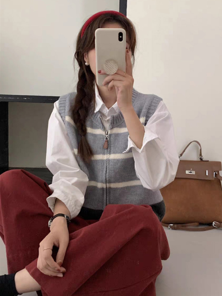 Cardigan rayé à fermeture écla - Women'S Fashion Gilet avis et prix