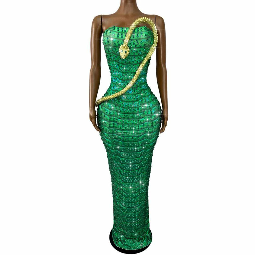 Robe tube verte scintillante o - Women Fashion Designer Dresses Photos avis et prix