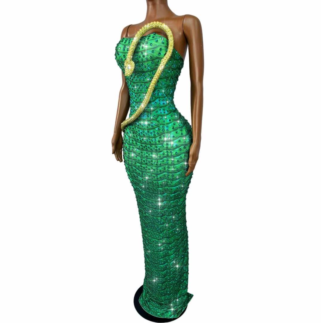 Robe tube verte scintillante o - Women Fashion Designer Dresses Photos avis et prix