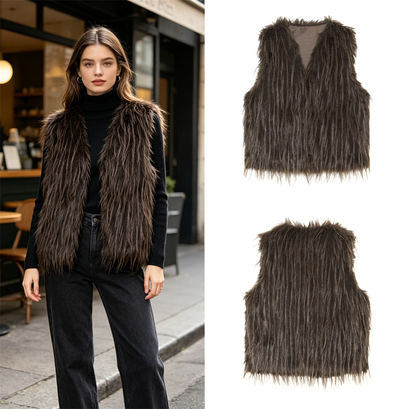 Gilet court en fausse fourrure - Women'S Fashion Gilet avis et prix