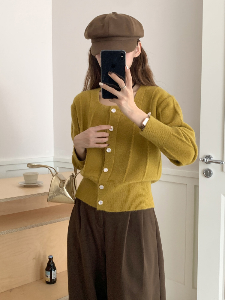 Cardigan en maille à col carré - Women'S Fashion Gilet avis et prix
