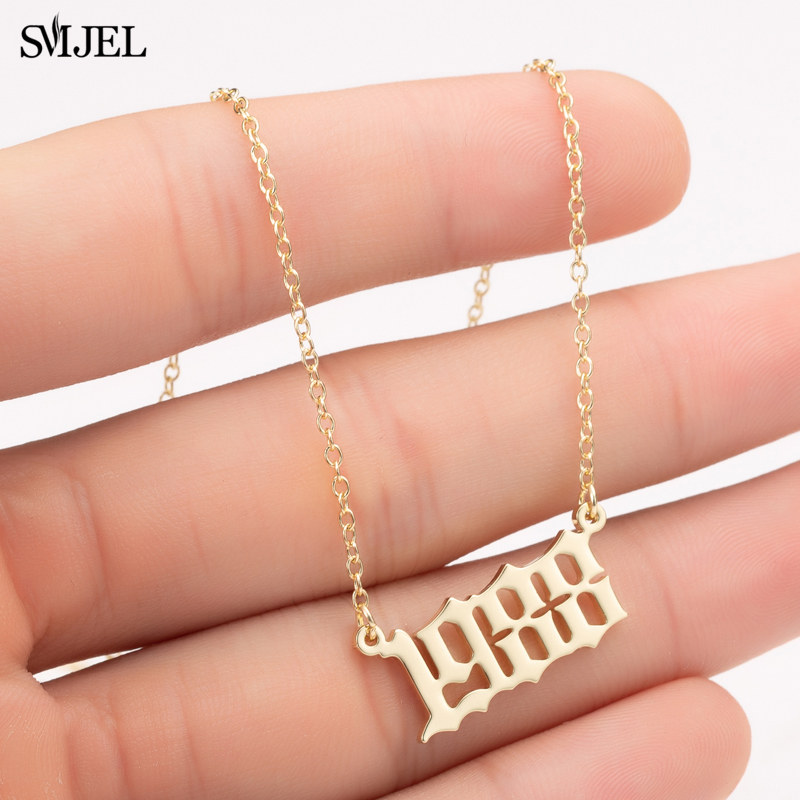 SMJEL-Colliers avec Année et N - Women'S Fashion Year 2000 avis et prix