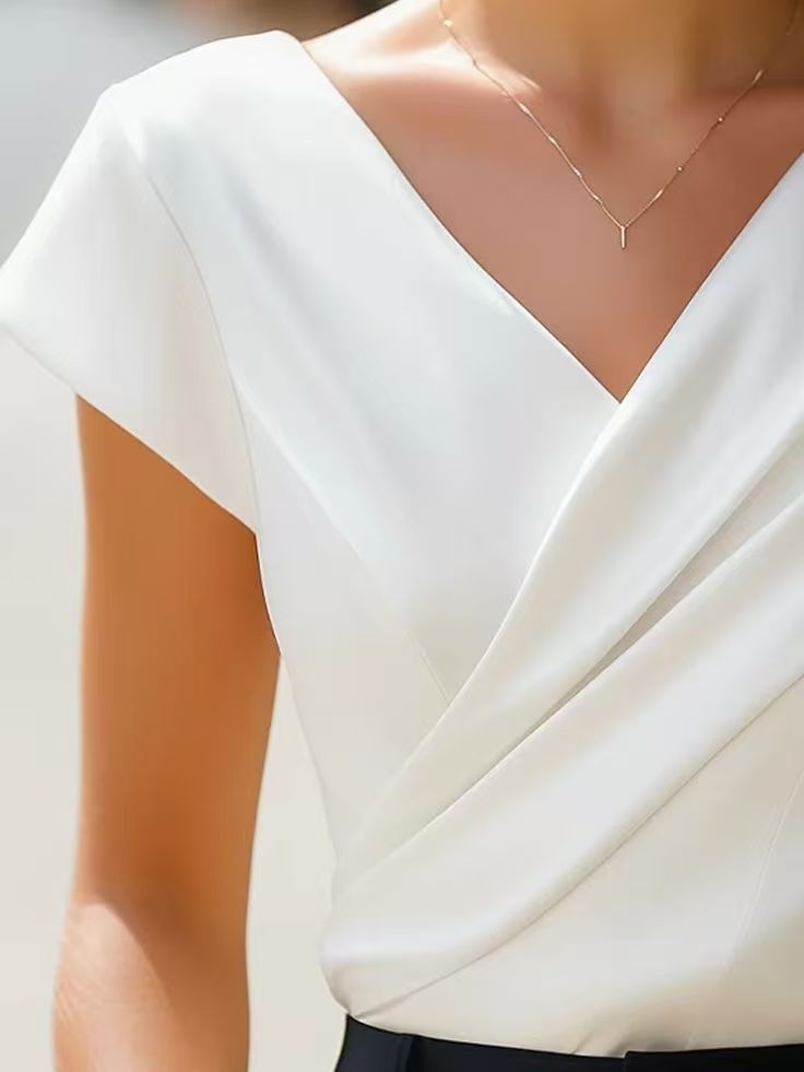 Blouse d'été pour femme, blanc - Wrap Blouse Chiffon avis et prix
