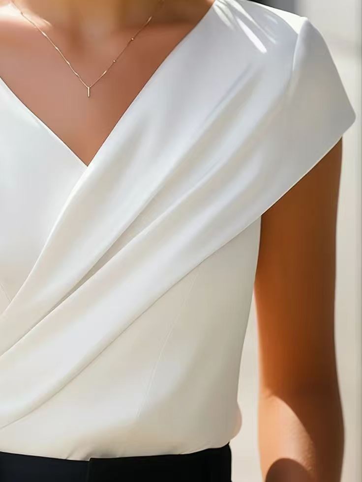 Blouse d'été pour femme, blanc - Wrap Blouse Chiffon avis et prix