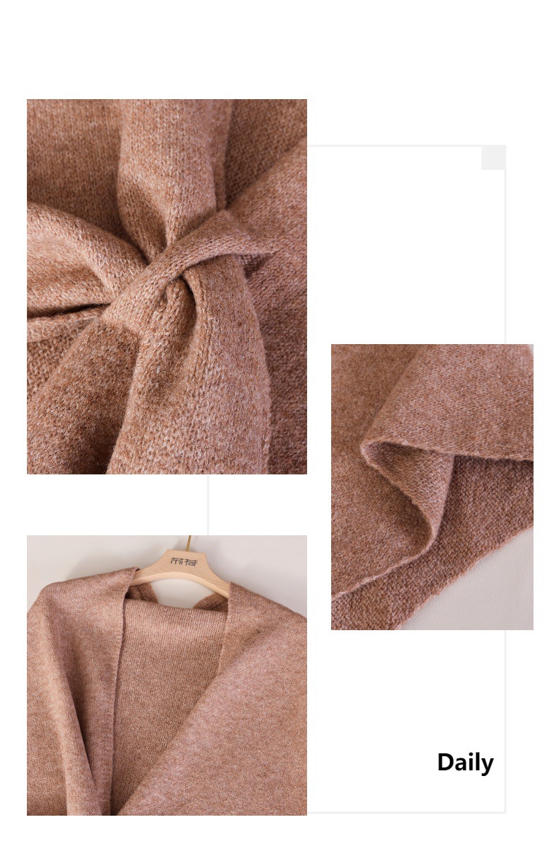 Châle triangulaire tricoté uni - Women'S Fashion Poncho avis et prix