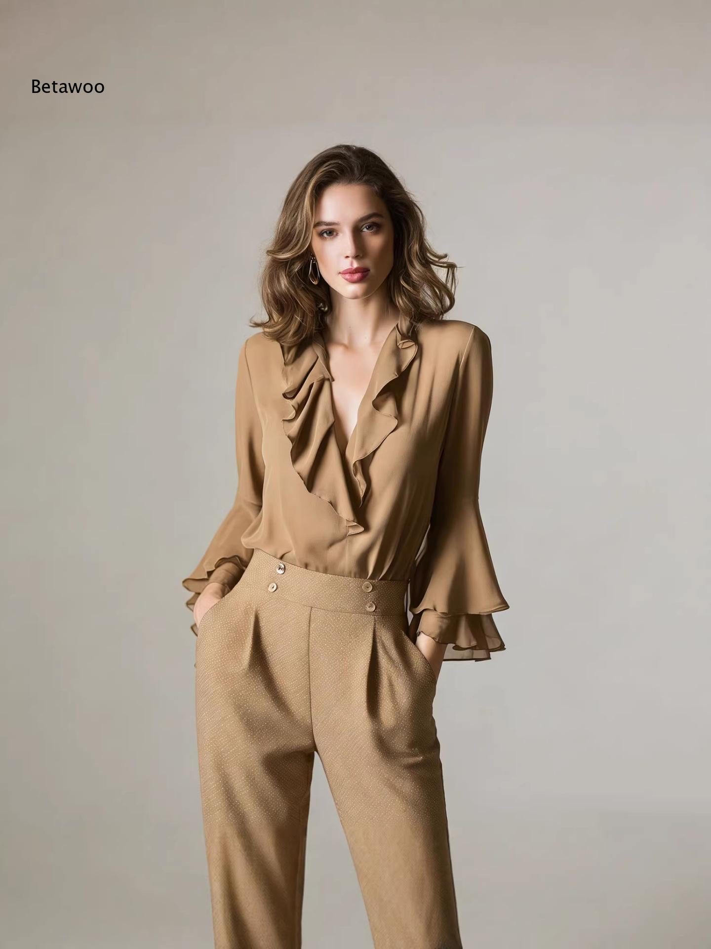 Chemisier élégant en mousselin - Wrap Blouse Chiffon avis et prix